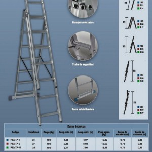 ESCALERA TRIPLE ALUMINIO ALPINA